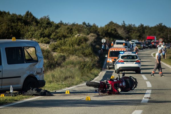 A motorcycle crash