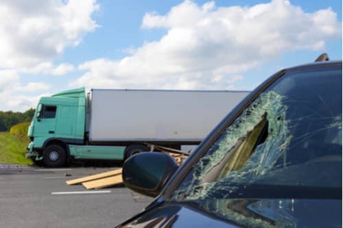 A car hit by a truck, Delray Beach Truck Accident Attorney concept