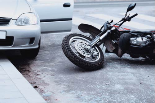 motorcycle hit by car, concept of motorcycle accident lawyer in Jupiter Florida